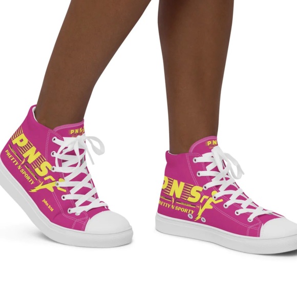 PNS )PrettyNSporty Shoes - Women's PNS) Pretty N Sporty
- John 3:16 High Top Canvas
Shoe - Deep Cerise
